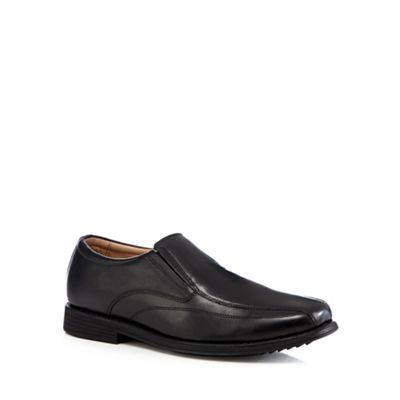 Henley Comfort Black leather tramline slip on shoes
